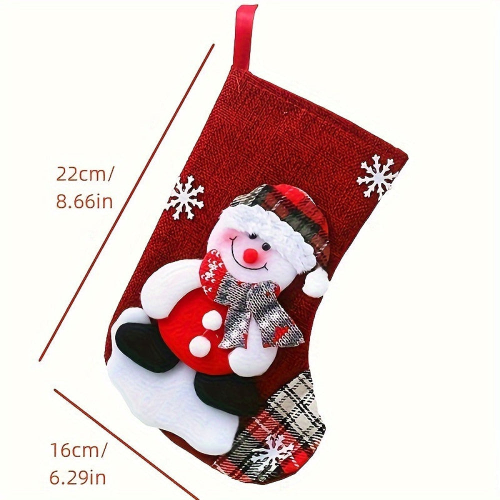 Christmas Stockings – Cute Red Christmas Stockings with Cartoon Designs for Kids-Myra Lina