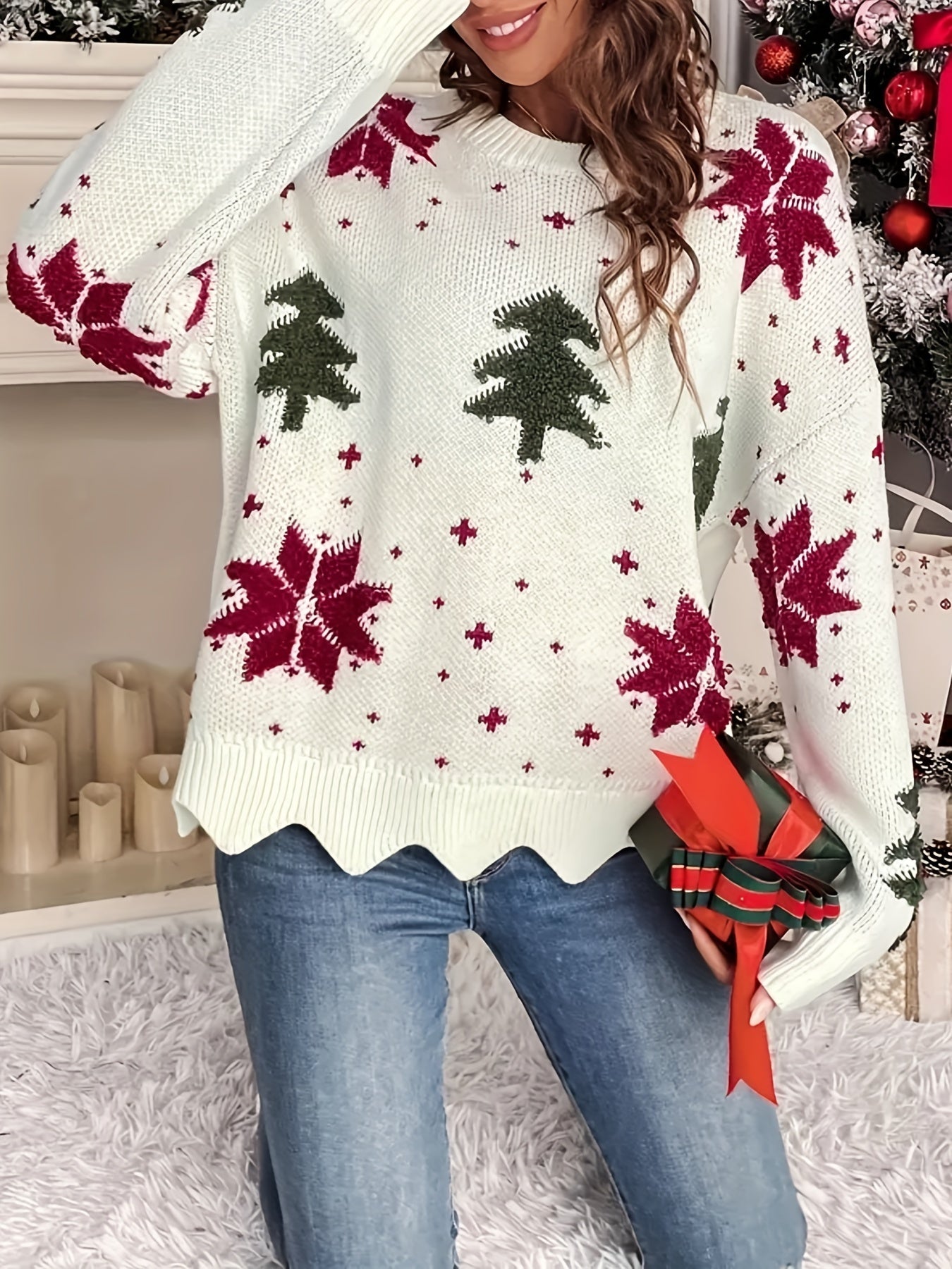 Christmas Sweater – Oversized Knitted Christmas Jumper for Women-Myra Lina