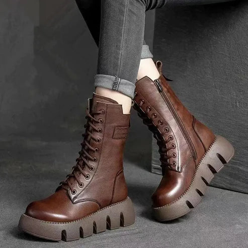 Chunky Boots – Lace-Up – Platform – Ankle Boots – Women's Boots-Myra Lina