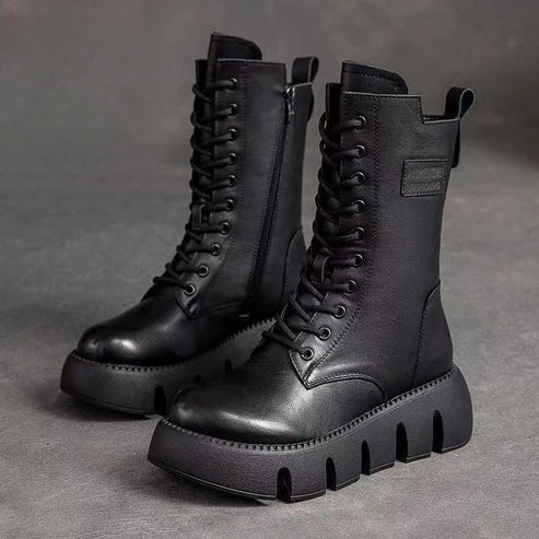 Chunky Boots – Lace-Up – Platform – Ankle Boots – Women's Boots-Myra Lina