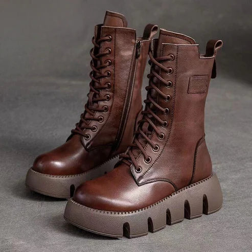 Chunky Boots – Lace-Up – Platform – Ankle Boots – Women's Boots-Myra Lina