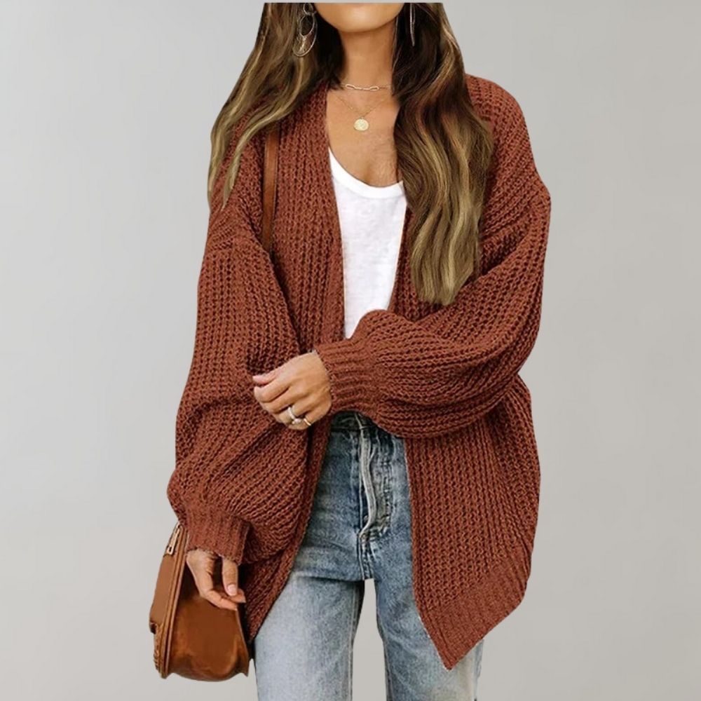 Chunky Knit Cardigan | Ribbed | Oversized | Knitted Cardigan | Women's Cardigan-Myra Lina