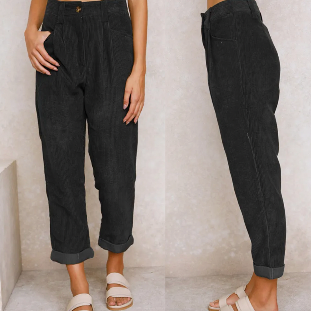Cord Pants | Corduroy | High Waist | Baggy Pants | Women's Pants-Myra Lina