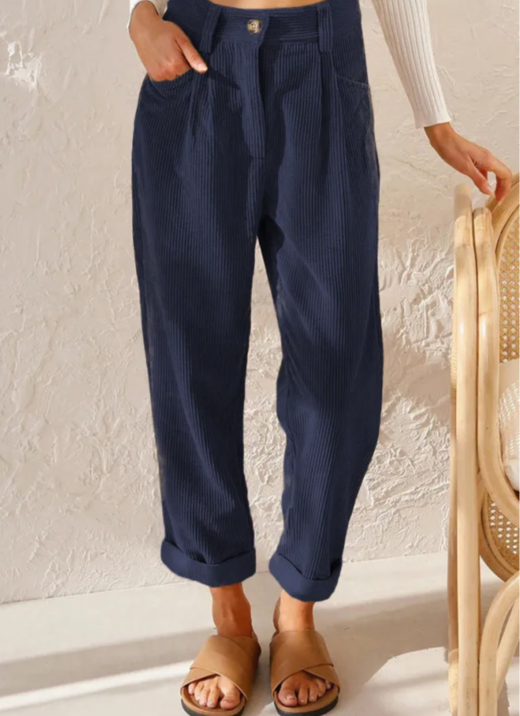 Cord Pants | Corduroy | High Waist | Baggy Pants | Women's Pants-Myra Lina