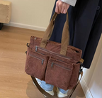 Corduroy Bag – Multi-Pocket Shoulder Bag for Women with Long Strap-Myra Lina