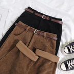 Corduroy Pants – Loose-Fit High-Waisted Baggy Pants for Women-Myra Lina