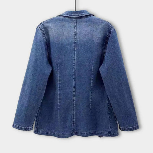 Denim Blazer – Casual Loose Fit Single-Breasted Denim Blazer Jacket for Women-Myra Lina