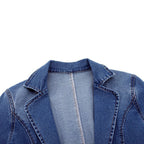 Denim Blazer – Casual Loose Fit Single-Breasted Denim Blazer Jacket for Women-Myra Lina