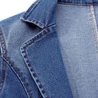 Denim Blazer – Casual Loose Fit Single-Breasted Denim Blazer Jacket for Women-Myra Lina