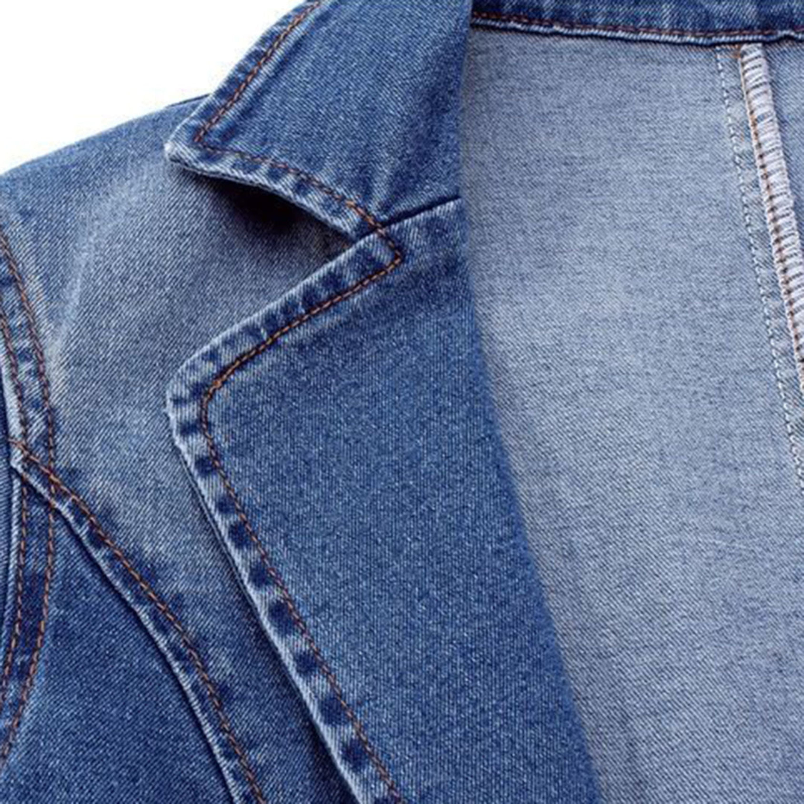 Denim Blazer – Casual Loose Fit Single-Breasted Denim Blazer Jacket for Women-Myra Lina