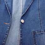 Denim Blazer – Casual Loose Fit Single-Breasted Denim Blazer Jacket for Women-Myra Lina