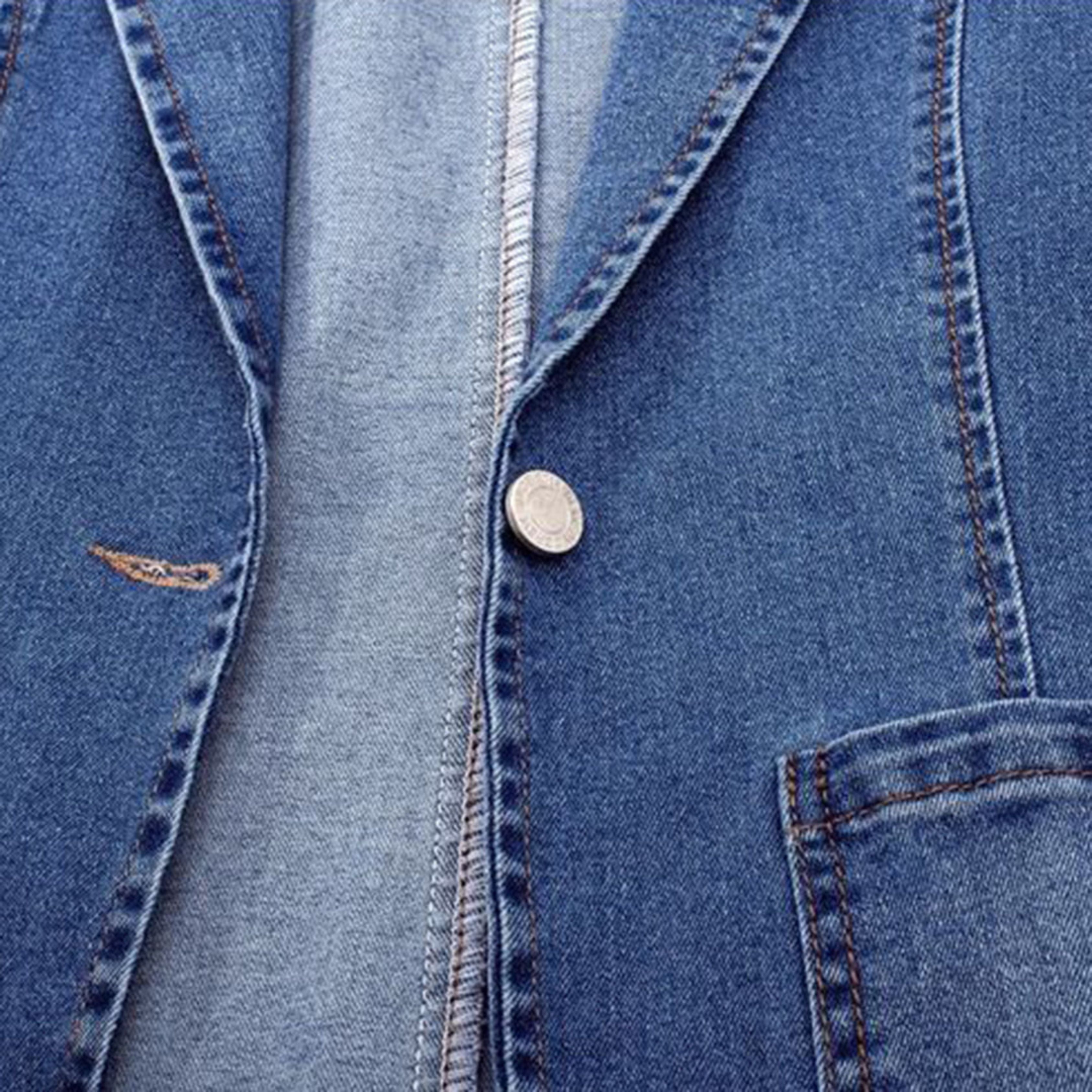 Denim Blazer – Casual Loose Fit Single-Breasted Denim Blazer Jacket for Women-Myra Lina