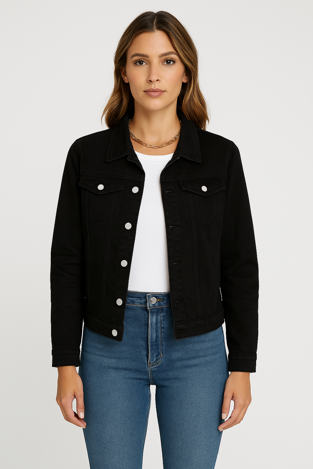 Denim Jacket – Classic Short Slim Fit Denim Jacket for Women-Myra Lina