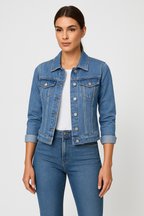 Denim Jacket – Classic Short Slim Fit Denim Jacket for Women-Myra Lina