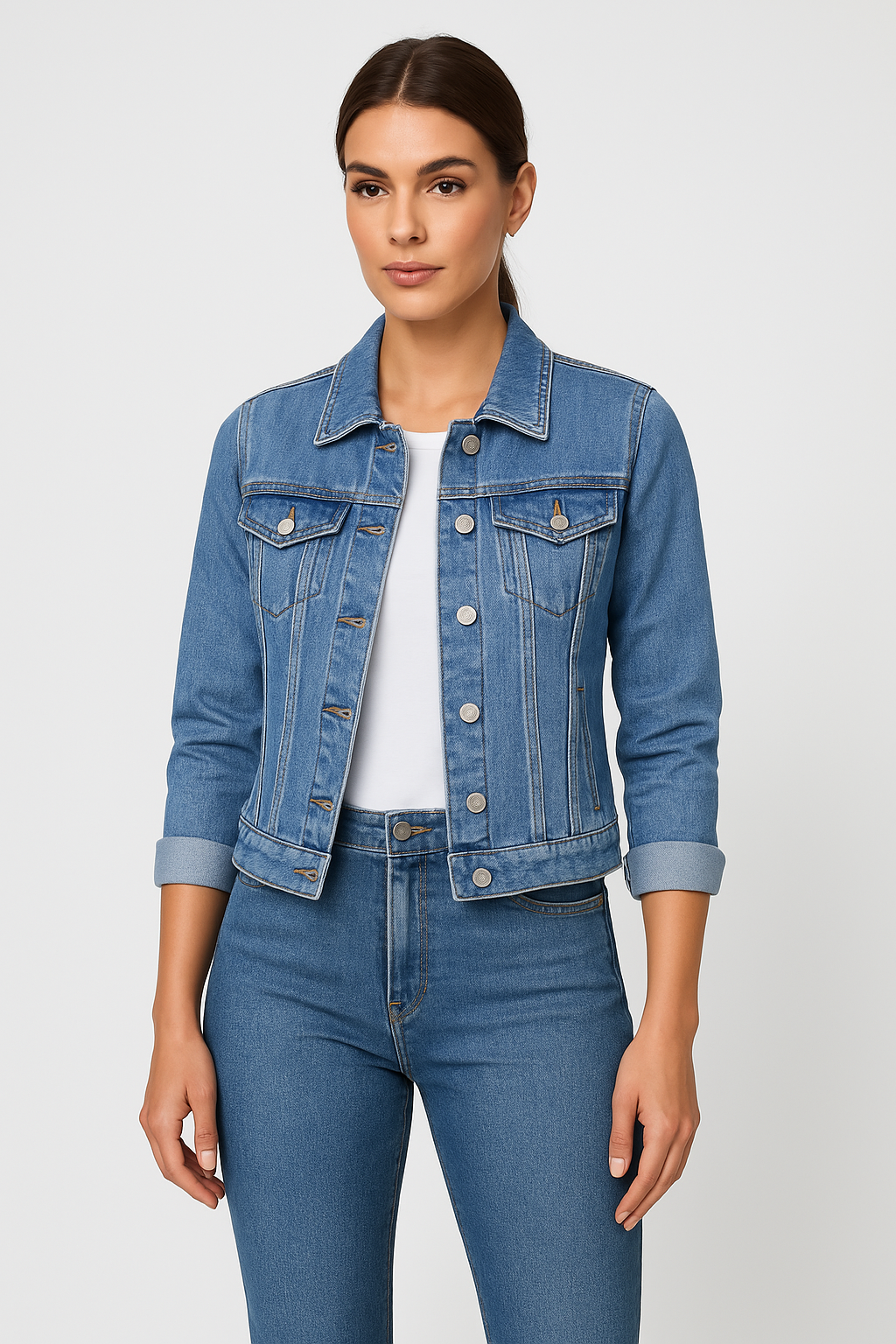 Denim Jacket – Classic Short Slim Fit Denim Jacket for Women-Myra Lina