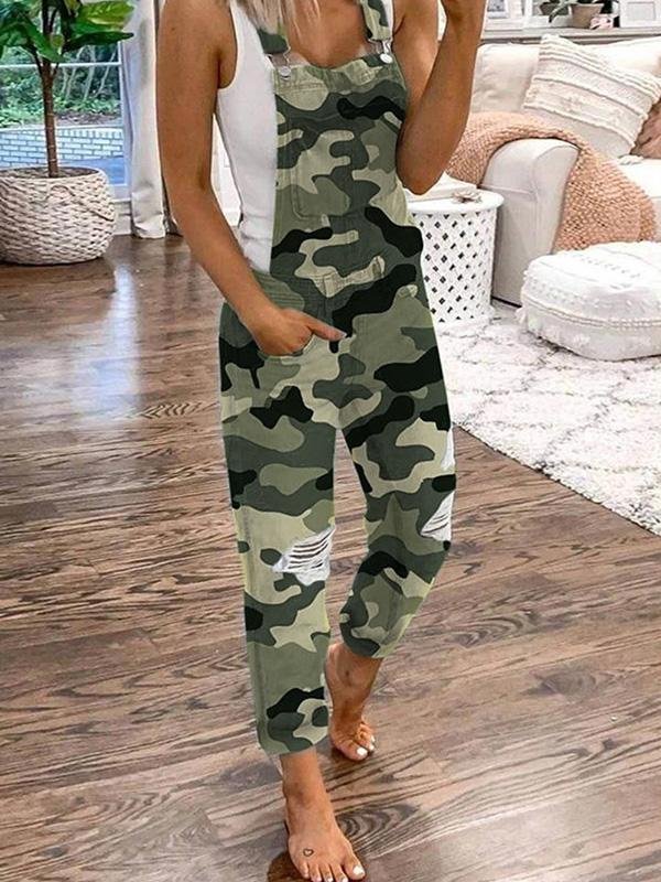 Denim Overalls – Ripped – Sleeveless – Denim Dungarees – Women's Denim Jumpsuit-Myra Lina