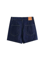Denim Two Piece Set | Cropped Half Zip Top | Wrap Mini Skirt-Myra Lina