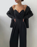Elegant Jumpsuit | Sleeveless | Spaghetti Straps | Wide Leg Jumpsuit | Women's Jumpsuit-Myra Lina