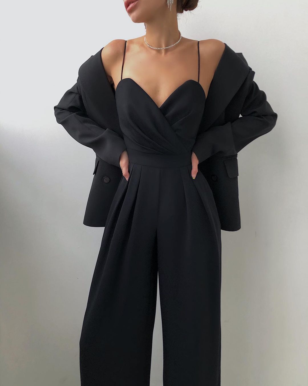 Elegant Jumpsuit | Sleeveless | Spaghetti Straps | Wide Leg Jumpsuit | Women's Jumpsuit-Myra Lina