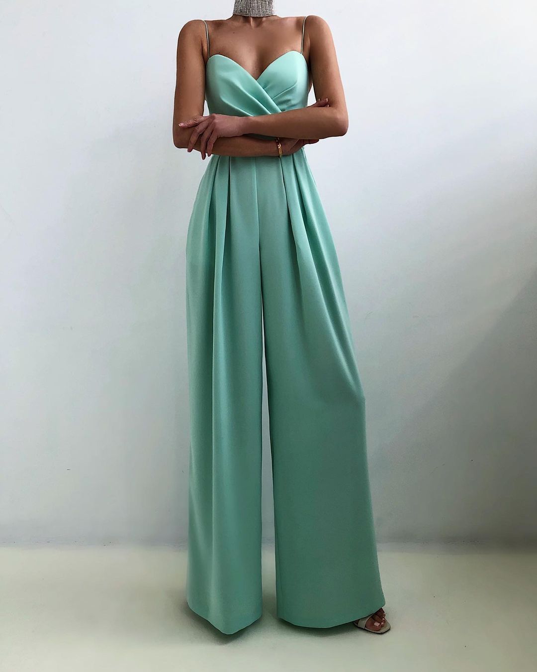 Elegant Jumpsuit | Sleeveless | Spaghetti Straps | Wide Leg Jumpsuit | Women's Jumpsuit-Myra Lina
