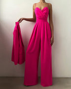 Elegant Jumpsuit | Sleeveless | Spaghetti Straps | Wide Leg Jumpsuit | Women's Jumpsuit-Myra Lina