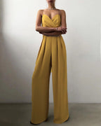 Elegant Jumpsuit | Sleeveless | Spaghetti Straps | Wide Leg Jumpsuit | Women's Jumpsuit-Myra Lina