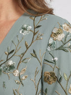Embroidered Cotton Maxi Dress | V Neck-Myra Lina