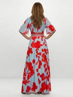 Everyday Floral Maxi Dress | V Neck | Short Sleeve-Myra Lina