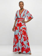 Everyday Floral Maxi Dress | V Neck | Short Sleeve-Myra Lina