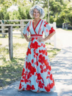 Everyday Floral Maxi Dress | V Neck | Short Sleeve-Myra Lina