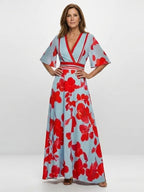 Everyday Floral Maxi Dress | V Neck | Short Sleeve-Myra Lina
