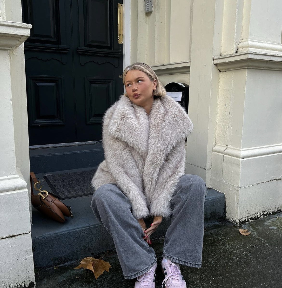 Faux Fur Jacket – Oversized Short Fluffy Faux Fur Jacket for Women-Myra Lina