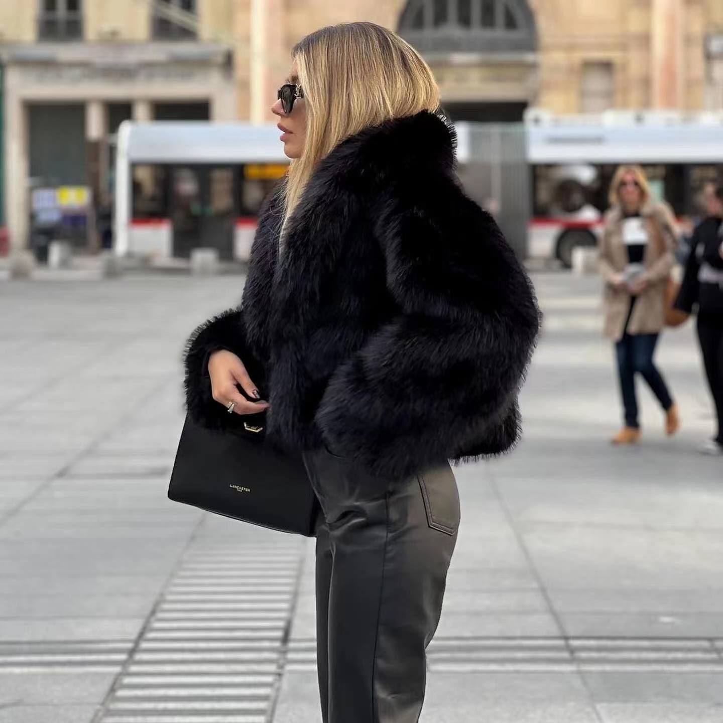 Faux Fur Jacket – Oversized Short Fluffy Faux Fur Jacket for Women-Myra Lina