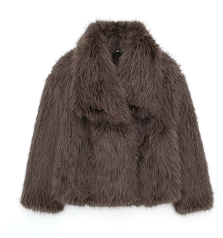 Faux Fur Jacket – Oversized Short Fluffy Faux Fur Jacket for Women-Myra Lina