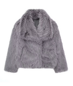 Faux Fur Jacket – Oversized Short Fluffy Faux Fur Jacket for Women-Myra Lina