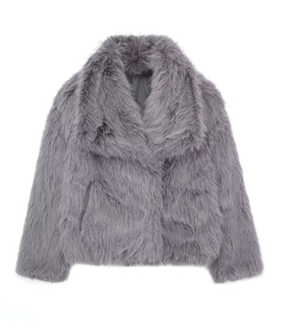 Faux Fur Jacket – Oversized Short Fluffy Faux Fur Jacket for Women-Myra Lina