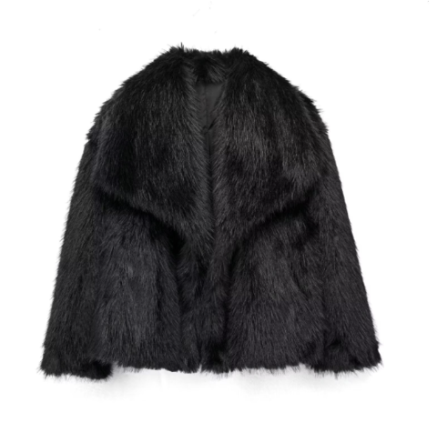 Faux Fur Jacket – Oversized Short Fluffy Faux Fur Jacket for Women-Myra Lina