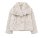 Faux Fur Jacket – Oversized Short Fluffy Faux Fur Jacket for Women-Myra Lina