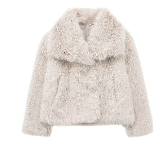 Faux Fur Jacket – Oversized Short Fluffy Faux Fur Jacket for Women-Myra Lina
