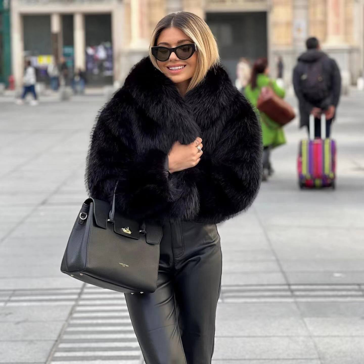 Faux Fur Jacket – Oversized Short Fluffy Faux Fur Jacket for Women-Myra Lina