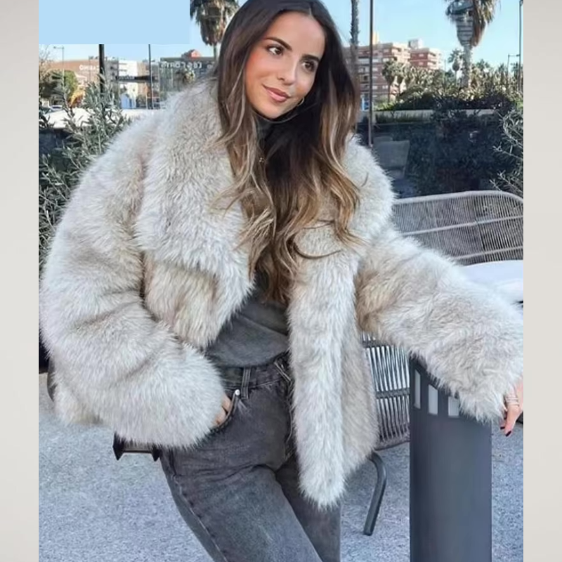 Faux Fur Jacket – Short – Warm – Synthetic Fur – Women's Winter Jackets and Coats-Myra Lina