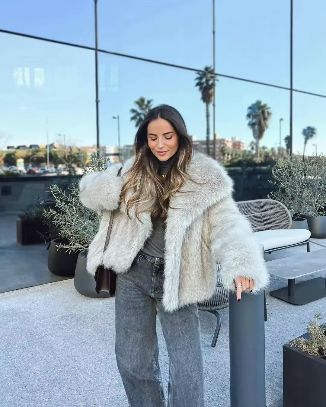 Faux Fur Jacket – Short – Warm – Synthetic Fur – Women's Winter Jackets and Coats-Myra Lina
