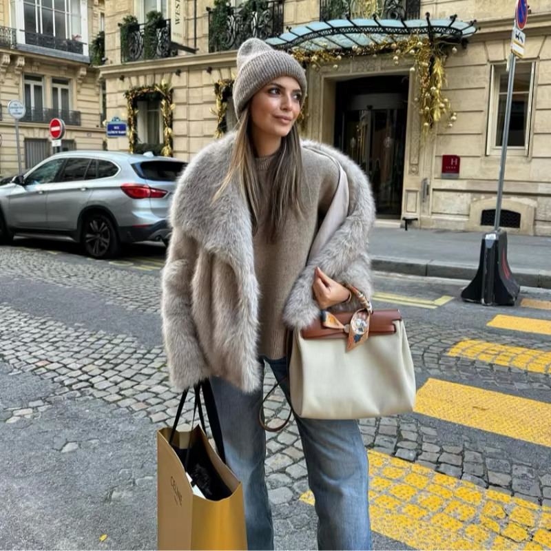 Faux Fur Jacket – Short – Warm – Synthetic Fur – Women's Winter Jackets and Coats-Myra Lina