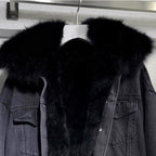 Faux Fur Lined Denim Jacket | Warm | Winter Denim Jacket | Women's Denim Jacket-Myra Lina