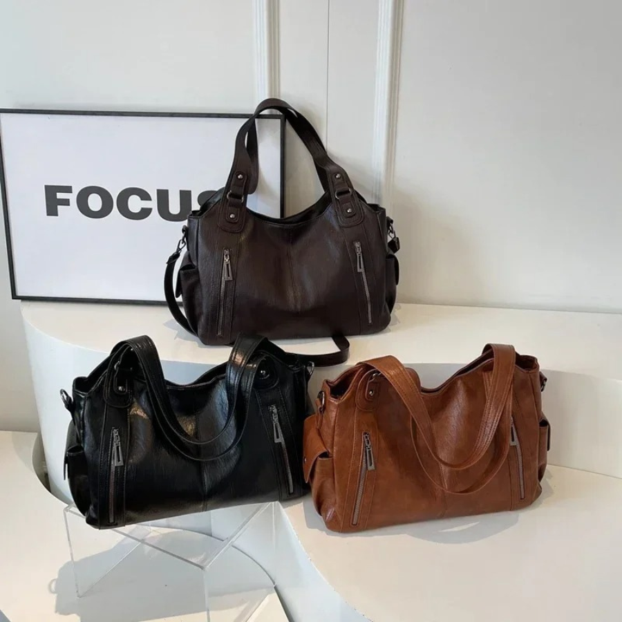 Faux Leather Bag – Large Crossbody Shoulder Bag for Women-Myra Lina