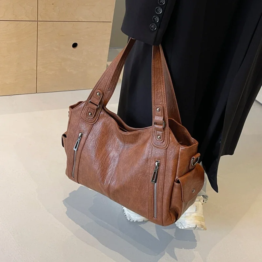 Faux Leather Bag – Large Crossbody Shoulder Bag for Women-Myra Lina