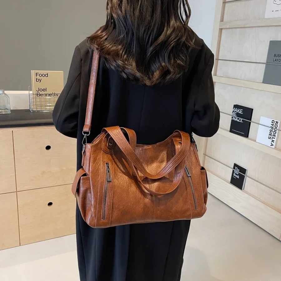 Faux Leather Bag – Large Crossbody Shoulder Bag for Women-Myra Lina