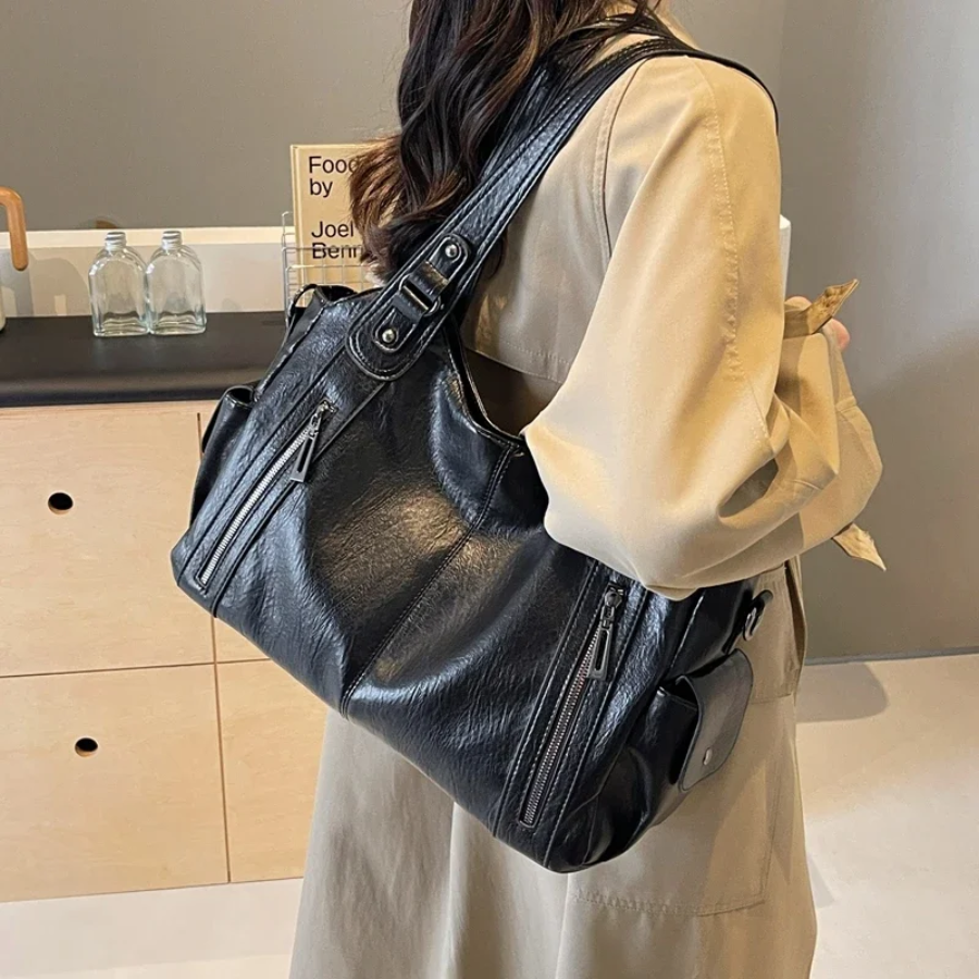 Faux Leather Bag – Large Crossbody Shoulder Bag for Women-Myra Lina