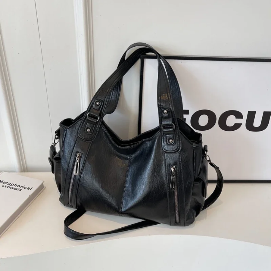 Faux Leather Bag – Large Crossbody Shoulder Bag for Women-Myra Lina