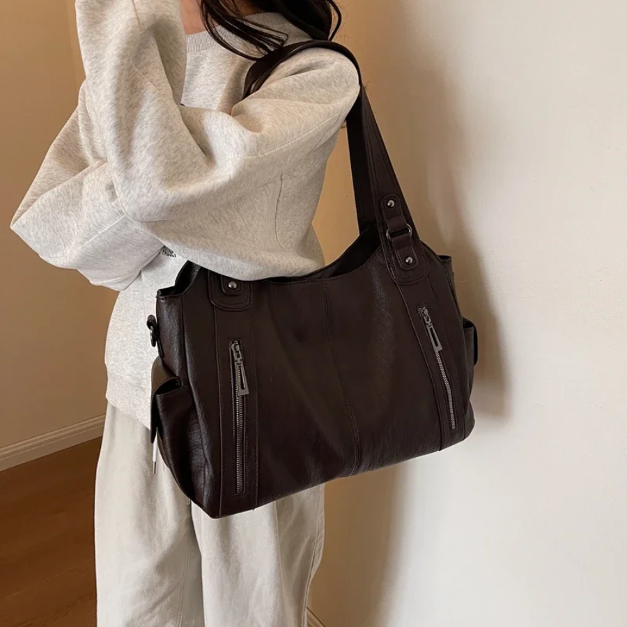 Faux Leather Bag – Large Crossbody Shoulder Bag for Women-Myra Lina